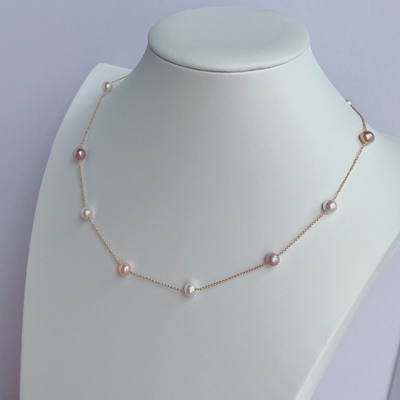 Black Friday Sale No 5 Handmade 14KGP Candy Color Freshwater Pearl Necklace - Picture 3 of 10